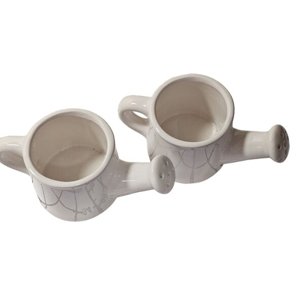 Set Of 2 Miniature Ceramic Watering Plant Pots White Approx 5" W x 2.5" T - Picture 2 of 5